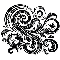 Fototapeta premium Elegant Black and White Floral Swirl Design Vector Illustration