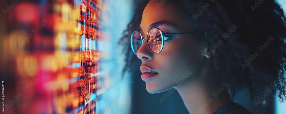 Aufkleber woman with a laptop displaying a privacy lock icon on virtual screen, techfocused and secure environ