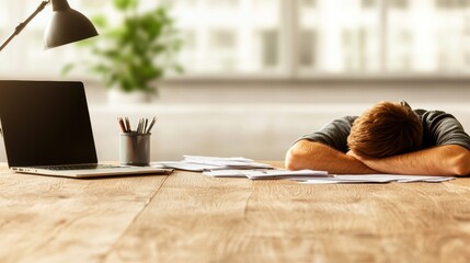 Frustrated Person at Work with Head on Desk