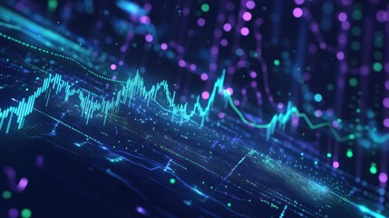 Obraz premium Abstract Digital Data Visualization with Glowing Lines and Bokeh Lights