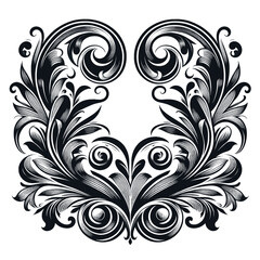 Obraz premium Elegant Ornamental Design Swirling Floral Frame Illustration