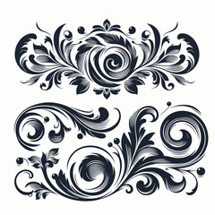 Fototapeta premium Elegant Floral Swirls and Flourishes Vintage Design Elements