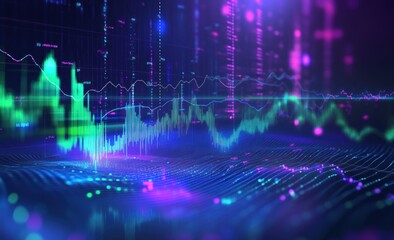Abstract Digital Landscape with Colorful Data Visualization