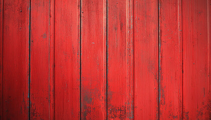 A close-up of a weathered red wooden wall, showcasing its texture and color variations.
