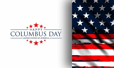 Happy Columbus Day with USA Flag ,celebrate Christopher Columbus discover America