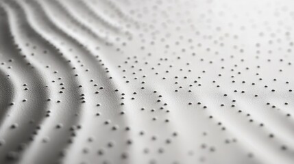 Abstract design featuring textured waves and small black dots on a light background.