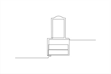 continuous line drawing of dressing table