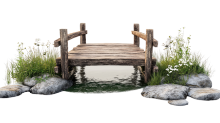 wooden bridge on a transparent background