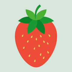 Strawberry with Seeds and Green Stem Vector Artwork for Culinary Inspiration