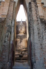 Beautiful antique,art, pagoda sculpture, architecture at Sukhothai historical park