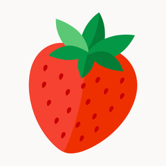 Strawberry with Seeds and Green Accents Vector Design for Summery Feel

