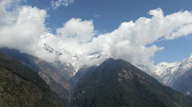 Annapurna mountain range aerial view . Nepal.