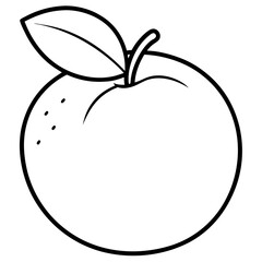 Lush Fuzzy Peach with a Leaf Beautifully Rendered in Vector Illustration
