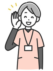 耳を傾けるの女性医療スタッフのイラスト