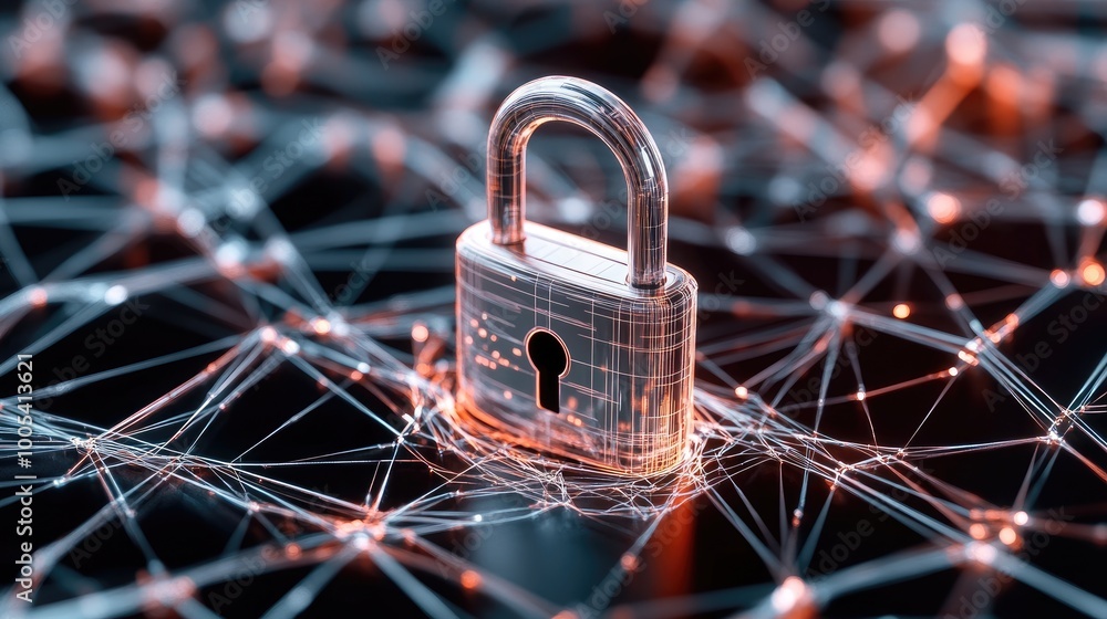 Poster digital lock on connected network background
