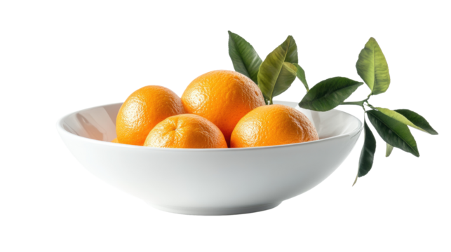 oranges in a bowl on a transparent background