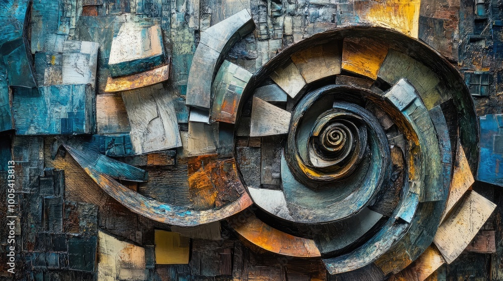 Poster mesmerizing abstract depiction of poverty, with swirling textures and fragmented patterns against a 