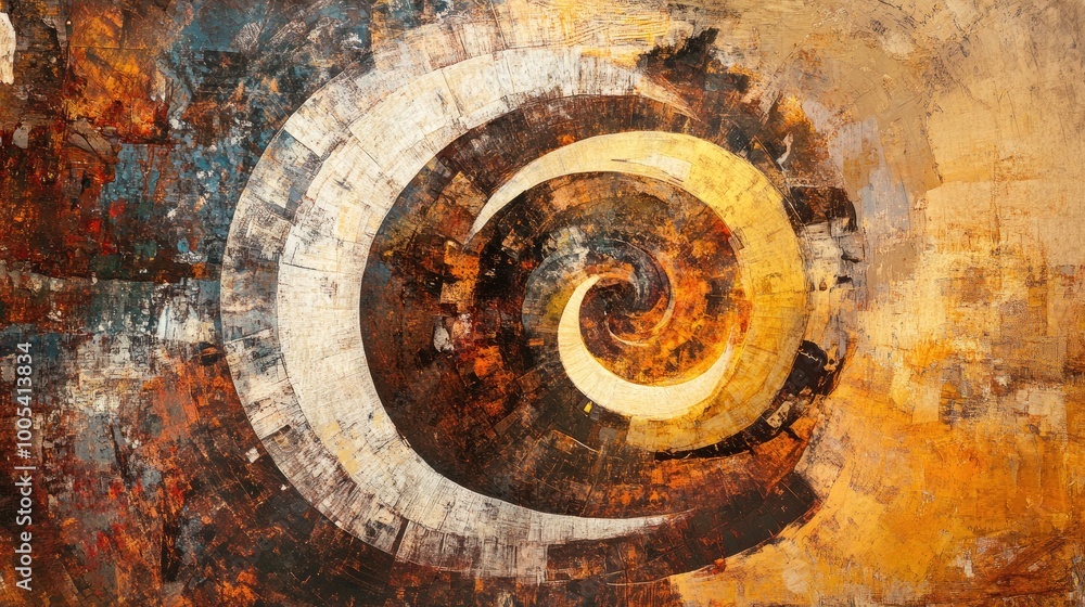 Poster mesmerizing abstract depiction of poverty, with swirling textures and fragmented patterns against a 