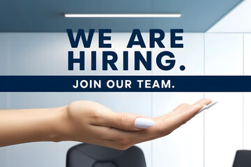 Naklejka premium Black office armchair with we are hiring,join our team announcement
