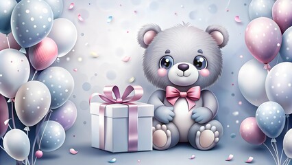 teddy bear with balloons