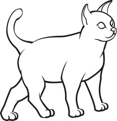 Black and White Cat Line art vector illustration