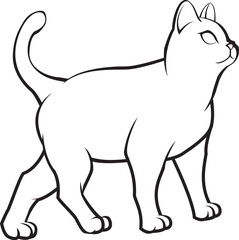 Black and White Cat Line art vector illustration