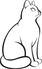 Black and White Cat Line art vector illustration