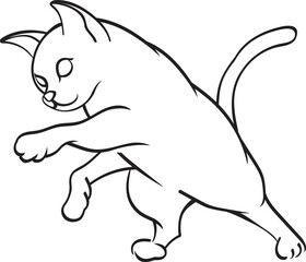Black and White Cat Line art vector illustration