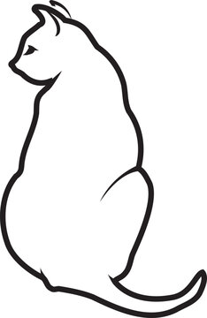 Black and White Cat Line art vector illustration