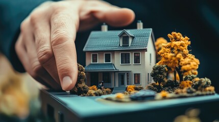 Person holding miniature house model