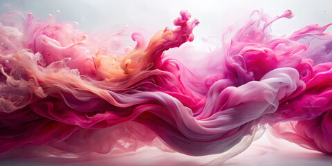 Obraz premium Mesmerizing fusion of pink watercolor and fluid dynamics creates stunning visual experience. vibrant swirls evoke sense of creativity and beauty, captivating viewers imagination