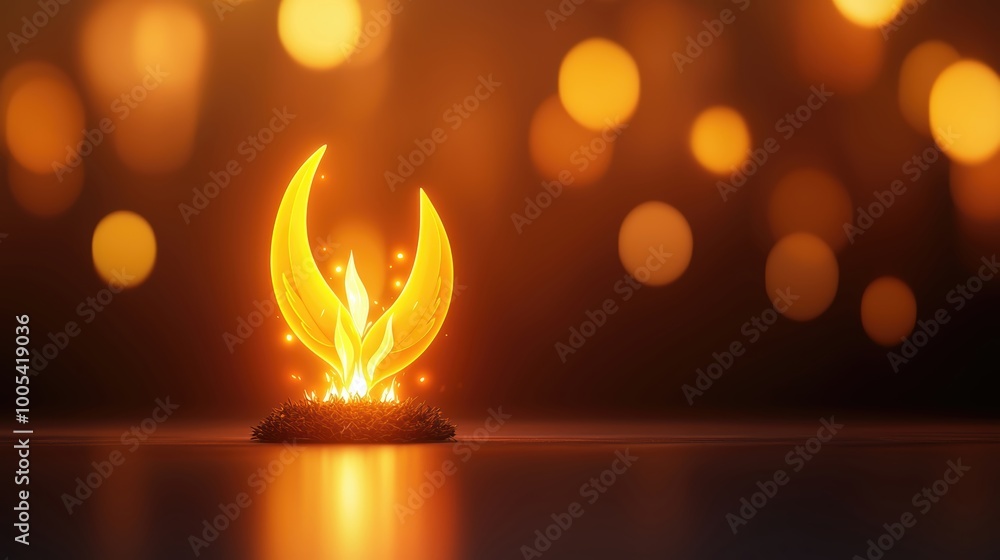 Poster abstract glowing flame with soft bokeh background