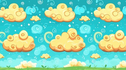 Retro Sky Clouds Illustration Background