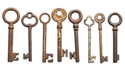 old keys on a transparent background