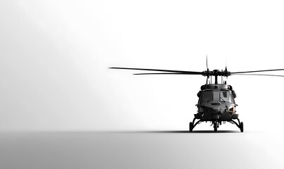 Fototapeta premium Black Hawk Helicopter in a White Studio