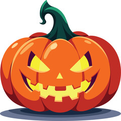 Grinning Jack-o'-Lantern Pumpkin Illustration – Ideal for Halloween and Spooky Designs