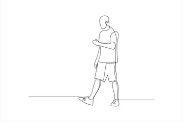 continuous line drawing of a man walking