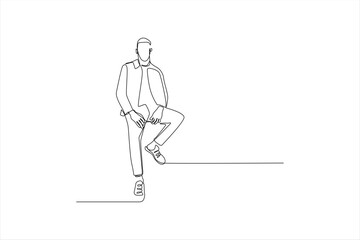continuous line drawing of a man standing in a pose