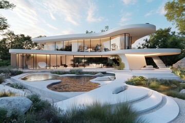 Modern Architecture and Lush Landscape