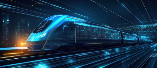 Fototapeta premium Futuristic High-Speed Train in a Cityscape