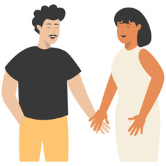 Woman and Men Friendship Character in Flat Cartoon Design Concept. Vector Illustration