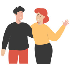 Fototapeta premium Woman and Men Friendship Character in Flat Cartoon Design Concept. Vector Illustration