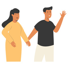Woman and Men Friendship Character in Flat Cartoon Design Concept. Vector Illustration
