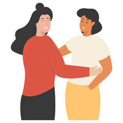 Fototapeta premium Woman and Men Friendship Character in Flat Cartoon Design Concept. Vector Illustration