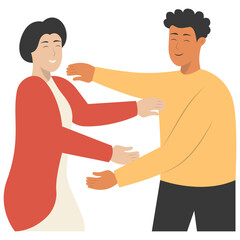 Fototapeta premium Woman and Men Friendship Character in Flat Cartoon Design Concept. Vector Illustration