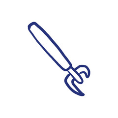 Can opener. Kitchenware sketch. Doodle line vector kitchen utensil and tool. Cutlery illustration