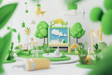 Fototapeta premium Sustainable energy and eco-friendly lifestyle visionary conceptual art piece