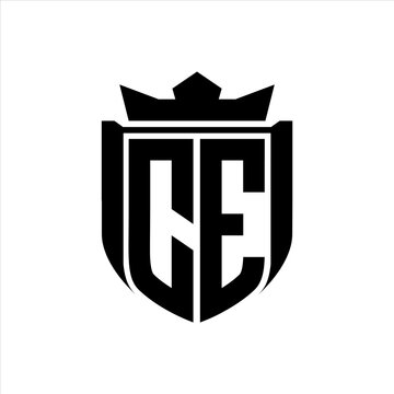 recommend clip art: CE Logo with shield shape inside shield badge crown on white background template design