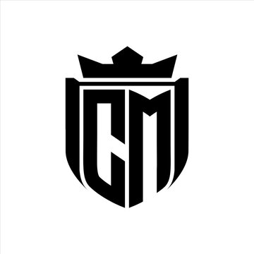 recommend clip art: CM Logo with shield shape inside shield badge crown on white background template design