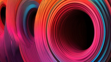 Fototapeta premium Abstract colorful background with concentric circles and deep black hole.